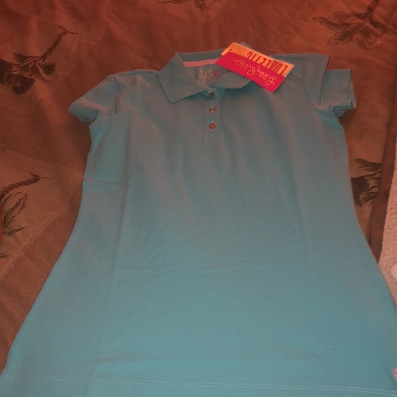 NWT Lilly Pulitzer Meredith Luxletic Short Sleeve Polo Bali Blue. Size xs. - Picture 3 of 10